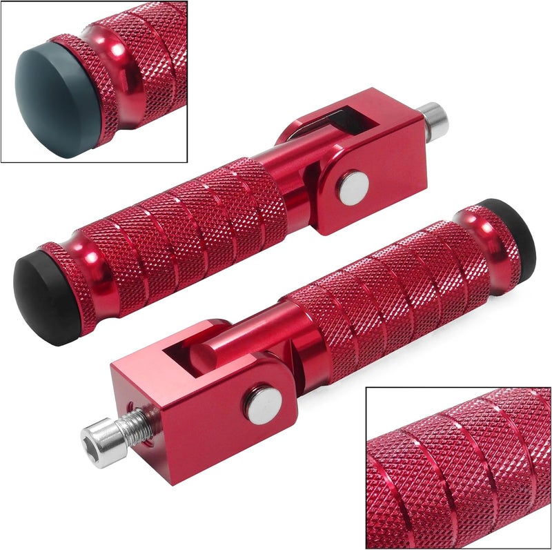 VUOZIP M8 Universal CNC Motorcycle Foot Pegs Degree Foldable Bike Pegs Aluminum Fit Electric Car Motorbike Scooter Mini Bike Ebike Dirt Bike Go Kart Honda Yamaha Suzuki Aprilia Super73 (Red, Type A) - Image 2